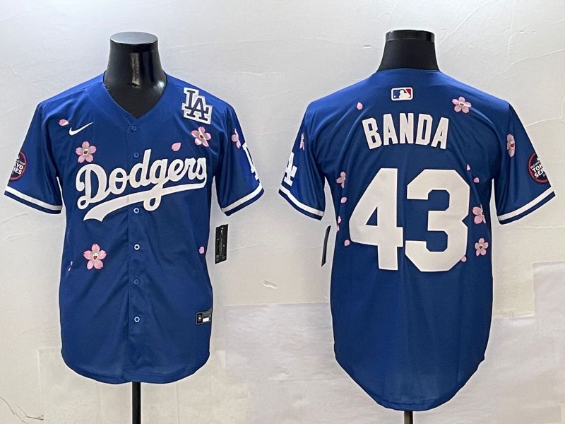 Men Los Angeles Dodgers #43 Banda Blue Sakura Edition 2025 Nike MLB Jersey style 8
